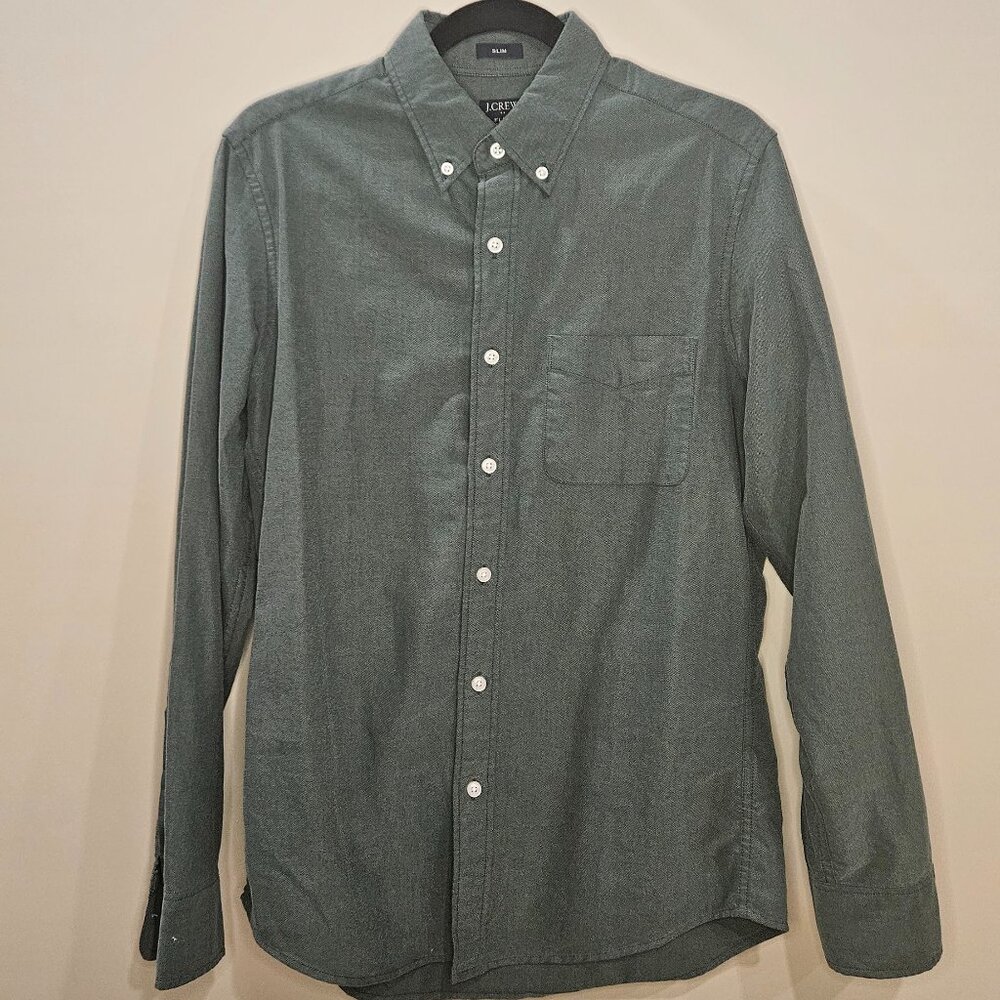 J.Crew Slim Fit Dark Green Flex Oxford Shirt - Size Small